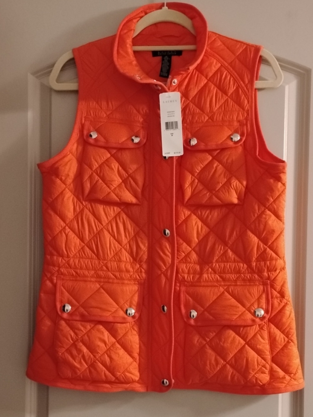 Lauren Ralph Lauren Bright Orange Quilted Vest